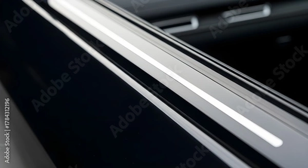 Fototapeta Title: Shiny Metallic Trim Close-Up on Dark Background