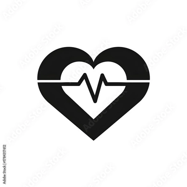 Obraz Heartbeat Line Inside Heart Shape Icon.
