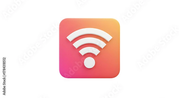 Fototapeta Vibrant 3D WiFi symbol on a gradient background.