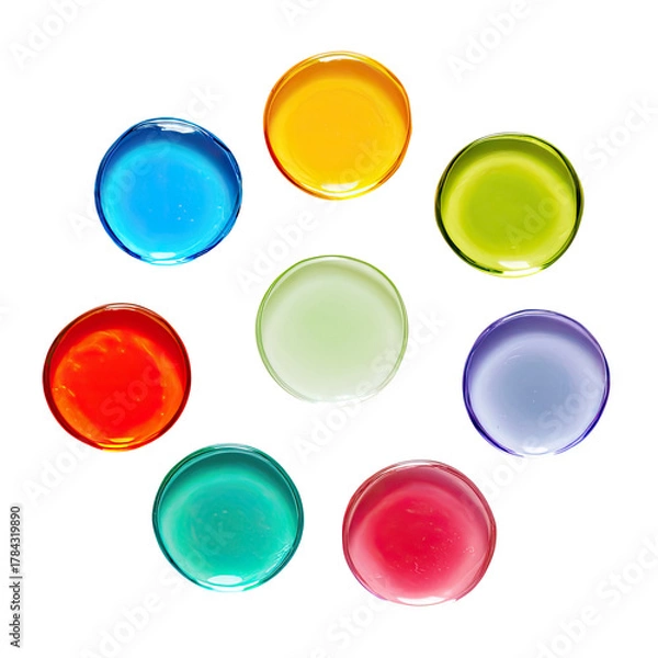 Obraz Circle of colorful, transparent glass gems on black