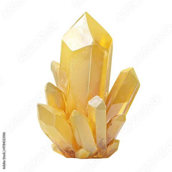 Fototapeta Cluster of large, golden, translucent crystal points