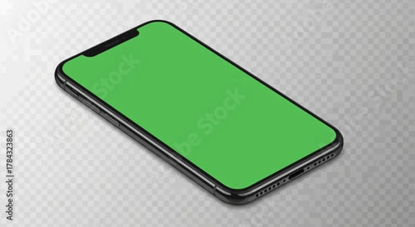 Obraz Modern Smartphone with Green Screen Display Mockup for App and Website Design