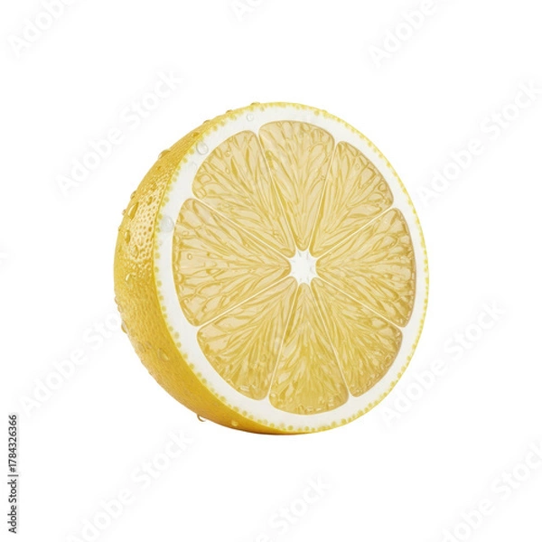 Obraz Fresh lemon slice on transparent background
