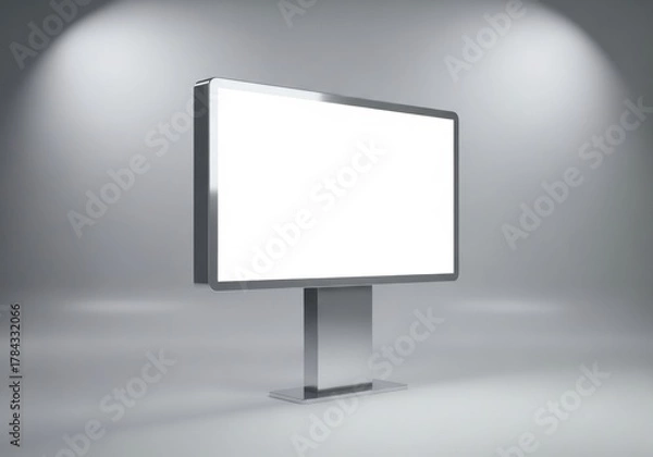 Fototapeta Blank large outdoor advertising billboard mockup with bright spotlights for your message