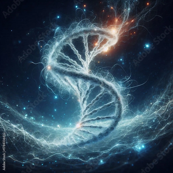 Obraz Scientific Illustration of a Supercoiled DNA Double Helix in a Colorful Abstract Art Style