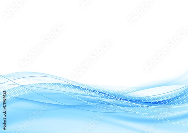 Obraz Light blue swoosh border elegant waves flow graphic background