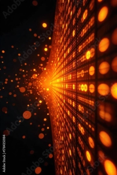 Obraz Website performance optimization, speed and efficiency, streamlined digital processes, high speed data. A dynamic, abstract visualization of high speed data transfer and optimized digital processes.