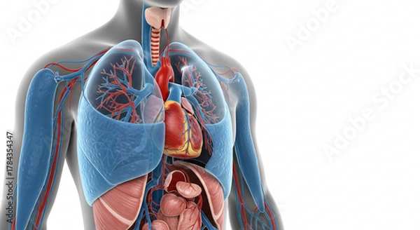 Fototapeta Pulmonary Edema and Fluid Build-Up in Heart Failure – Medical Concept