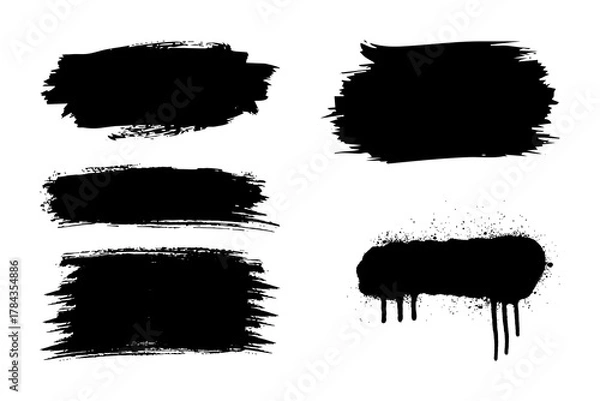 Obraz Set of lines, brushstrokes, and black paint.