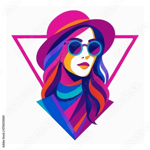 Fototapeta vector illustration of a stylish woman wearing sunglasses