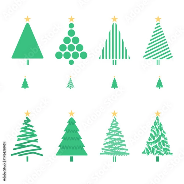 Fototapeta Modern Green Christmas Tree Designs Collection