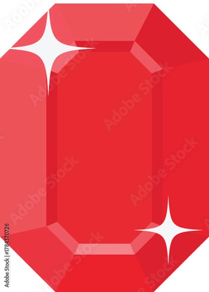 Fototapeta Ruby Gemstone Flat Illustration. Clean Icon Design Element on Isolated White Background