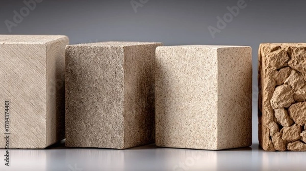 Obraz Four natural textured rectangular blocks in a row displaying diverse materials