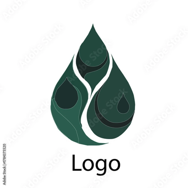 Fototapeta Abstract green leaf and water drop eco nature concept logo