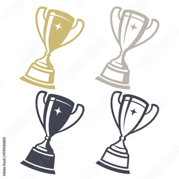 Fototapeta Four trophy icons in gold gray dark gray and outline