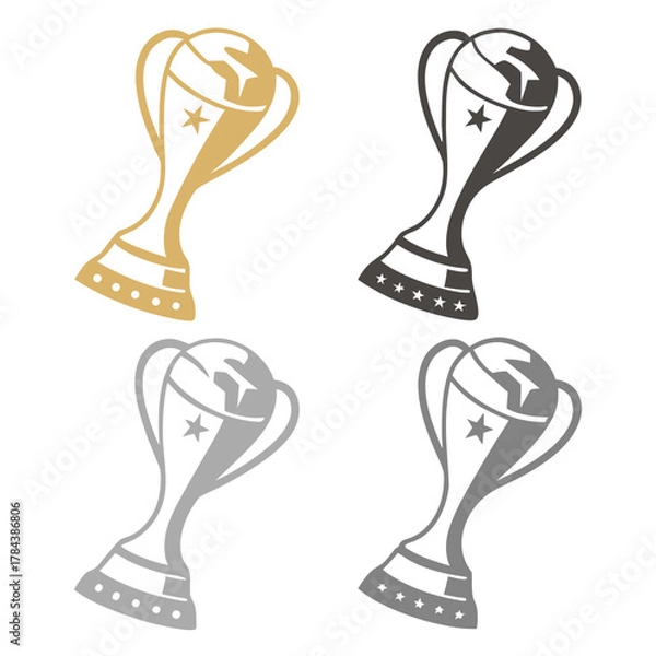 Fototapeta Four trophy icons in gold dark gray and silver award