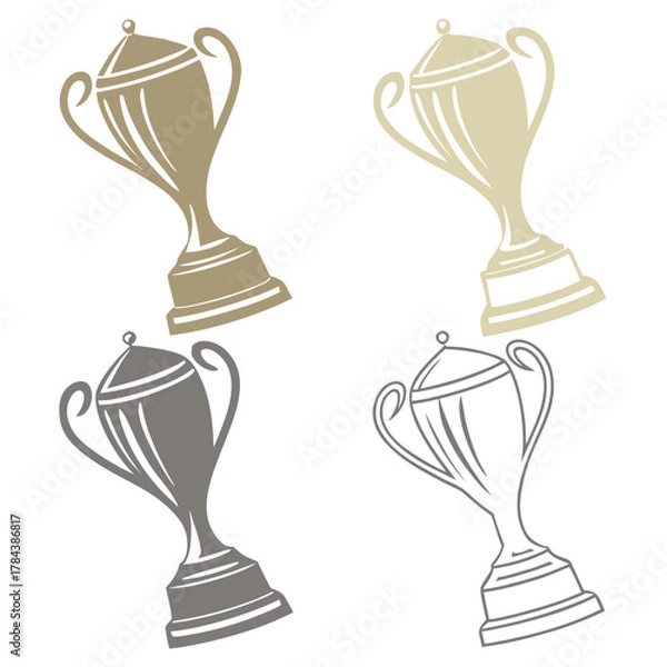 Fototapeta Four trophy icons in different shades of brown and gray