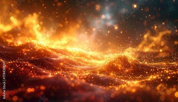Obraz Fiery Cosmic Landscape - A Dance of Light and Energy.