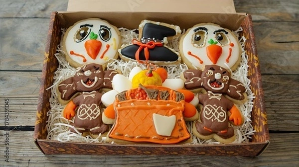 Fototapeta A warm holiday scene with a tray of freshly baked ginger cookies.