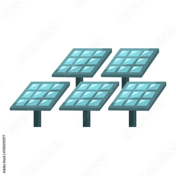 Fototapeta Solar array icon, solar panels vector icon illustration, solar energy system icon, renewable power concept, eco friendly energy, sustainable energy source, green technology clip art, clean power 
