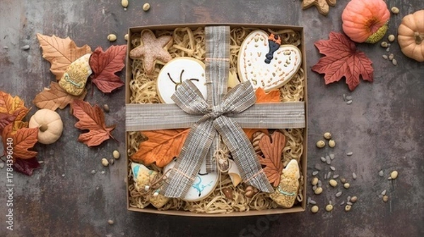 Obraz Box of sweets on a wooden floor