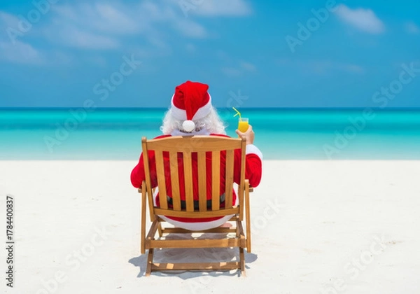 Obraz Père Noël en vacances sur la plage