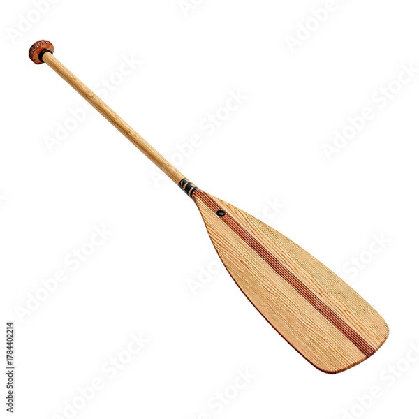 Fototapeta Isolated wooden canoe paddle with a simple handle