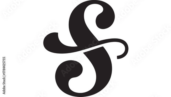 Fototapeta Elegant letter S logo design simple black and white vector illustration isolated on white background