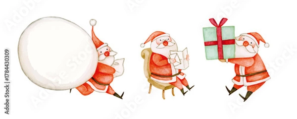 Obraz クリスマスのサンタクロース　水彩 イラスト