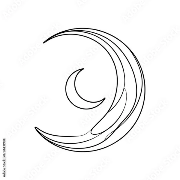 Fototapeta Minimal Crescent Moon Line Art Symbol