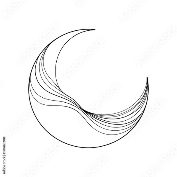 Fototapeta Minimalist Crescent Moon Line Art – Abstract Symbol for Calm and Balance