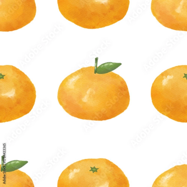 Fototapeta Mandarin seamless pattern. Flesh fruits pattern illustration for wrapping paper, textile prints, banners, backgrounds.