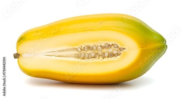 Obraz Ripe Papaya Fruit Halved Showing Seeds and Flesh.