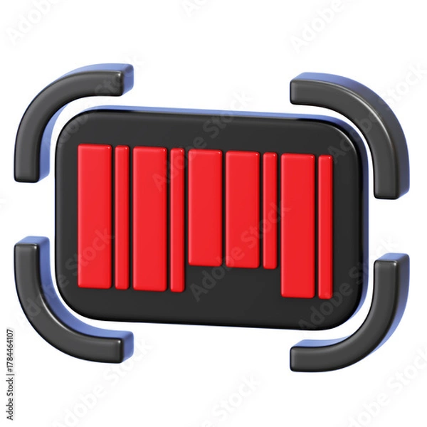 Fototapeta Black and Red Barode Symbol. 3D Rendering