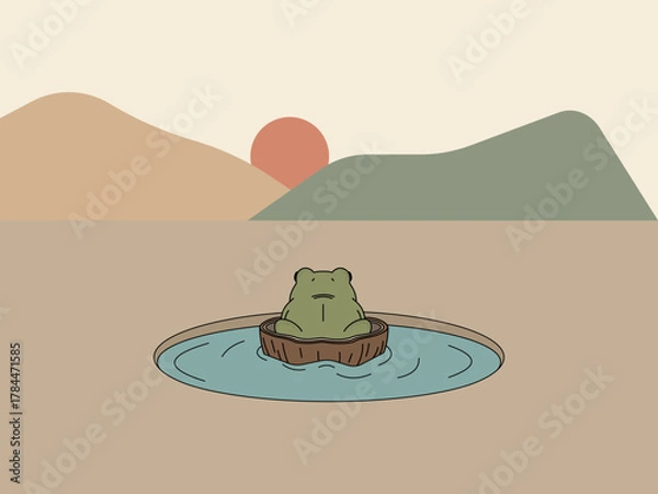 Fototapeta Frog in coconut Shel