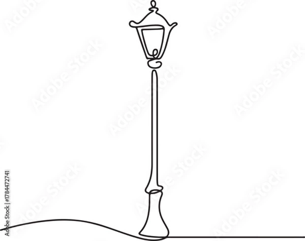 Fototapeta Continuous One Line Drawing of Garden Light Park Light or Road Light