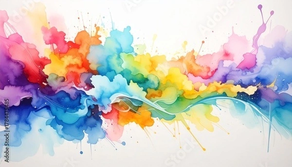 Obraz Abstract watercolor painting with vibrant color explosion and fluid transitions for editorial art photography creative decor and poetic transcendence-themed visuals