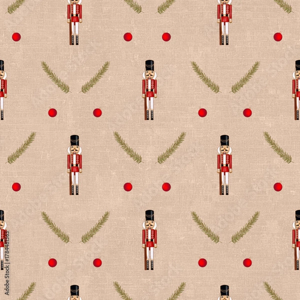 Obraz Nutcracker Christmas Pattern on Beige Background