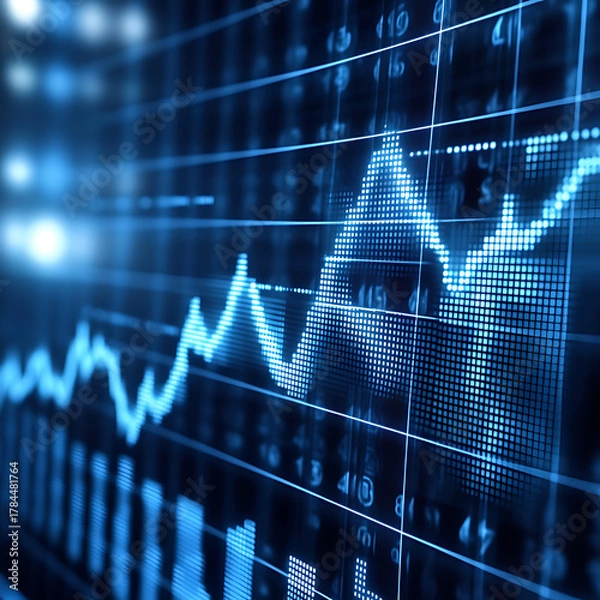 Obraz stock market graph on digital screen