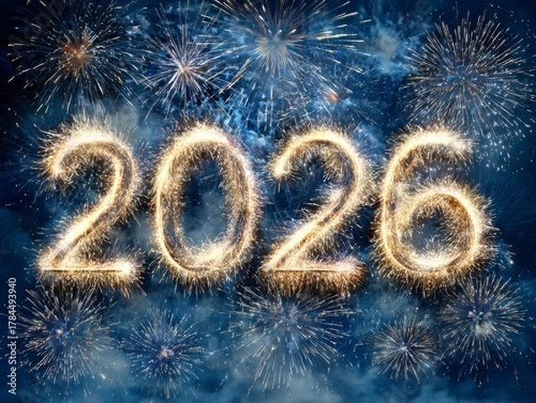 Obraz NYE 2026 Fireworks with Sparkler Effect.