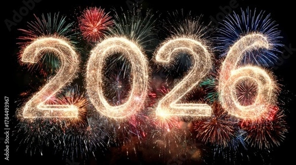 Obraz NYE 2026 Fireworks with Sparkler Effect.