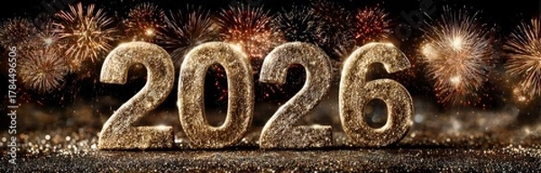 Obraz 2026 Sparkler Numbers Against Festive Night Lights.