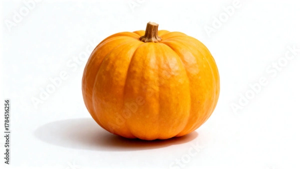 Obraz Single orange pumpkin against white background