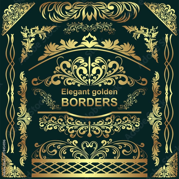 Obraz Golden elegant Borders, design Elements - big Set for your Design.