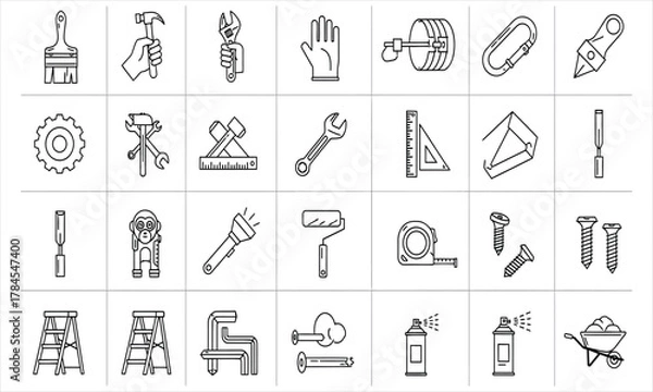 Obraz Collection of assorted handyman tools and DIY equipment for home improvement and repair tasks