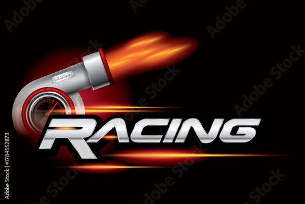 Fototapeta Racing speed with fire engine logo design concept vector.