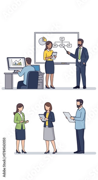 Fototapeta Business team working on a project presentation.