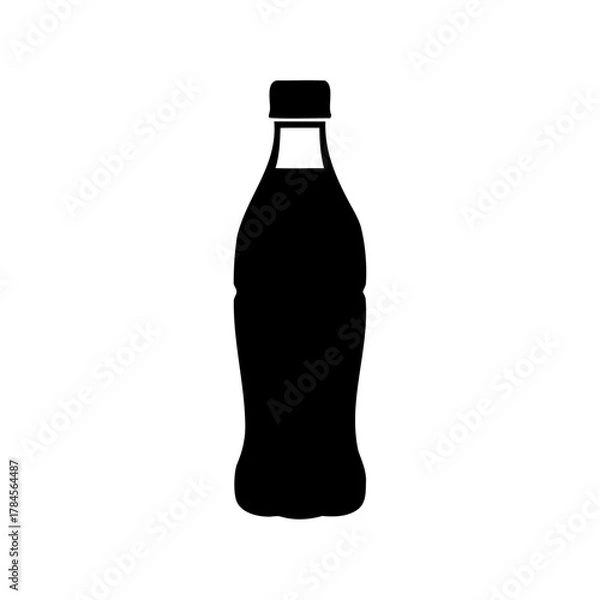 Fototapeta Silhouette of a full soda bottle with cap, isolated on white background