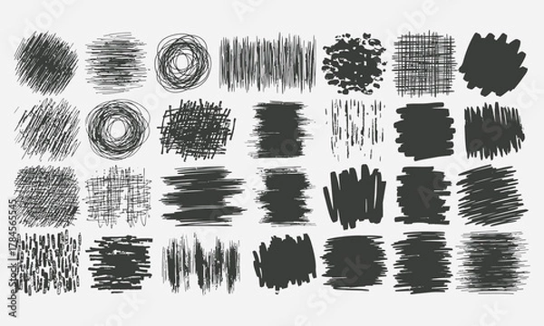 Fototapeta Collection of Hand Drawn Scribble Shapes for Creative Designs