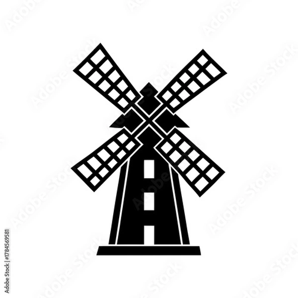 Fototapeta windmill silhouette vector